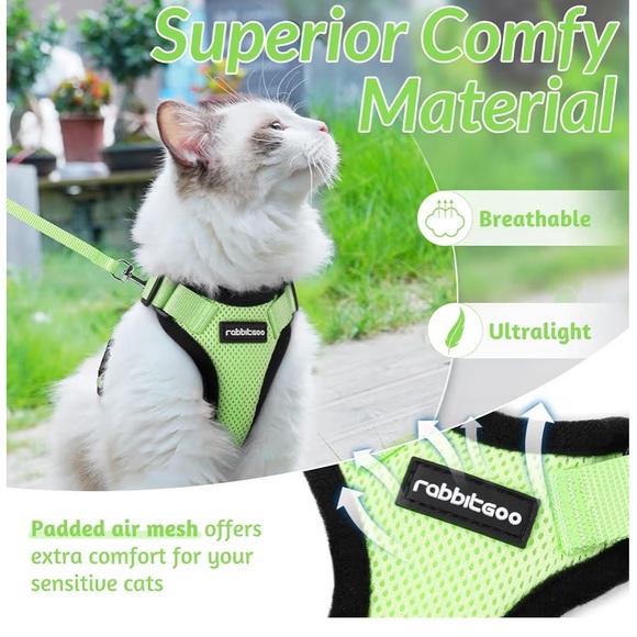 NWT Light Green Cat Harness and Leash Set - Picture 3 of 8